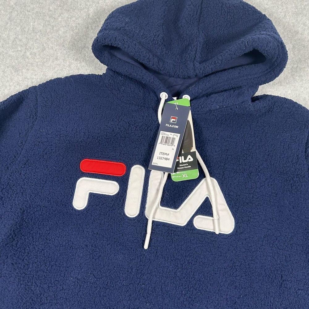 NWT Fila Women's Sherpa Caroline Hoodie Pullover Navy Size XL #1327484 - Picture 1 of 6
